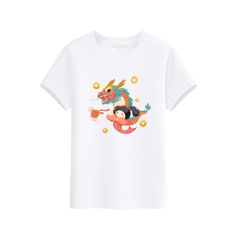 Elf Dragon Dance cotton short sleeve T-shirt