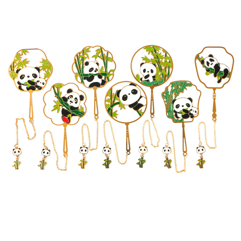 Chinese style, fan shape, panda bookmark